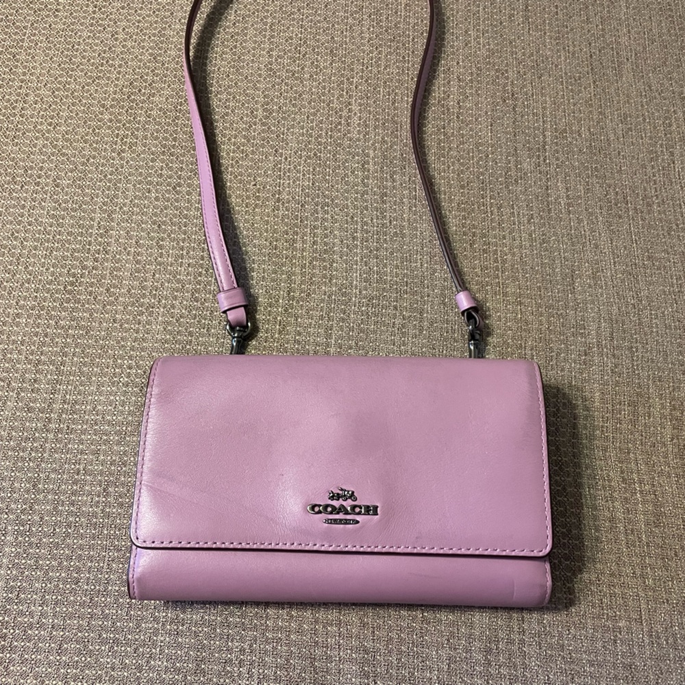 Coach Pink Pebbled Leather Crossbody Bag